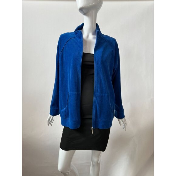Allison Daley Petite Womens Blue Full-Zip Jacket With Pockets PM/M Cotton & Poly - Picture 8 of 16